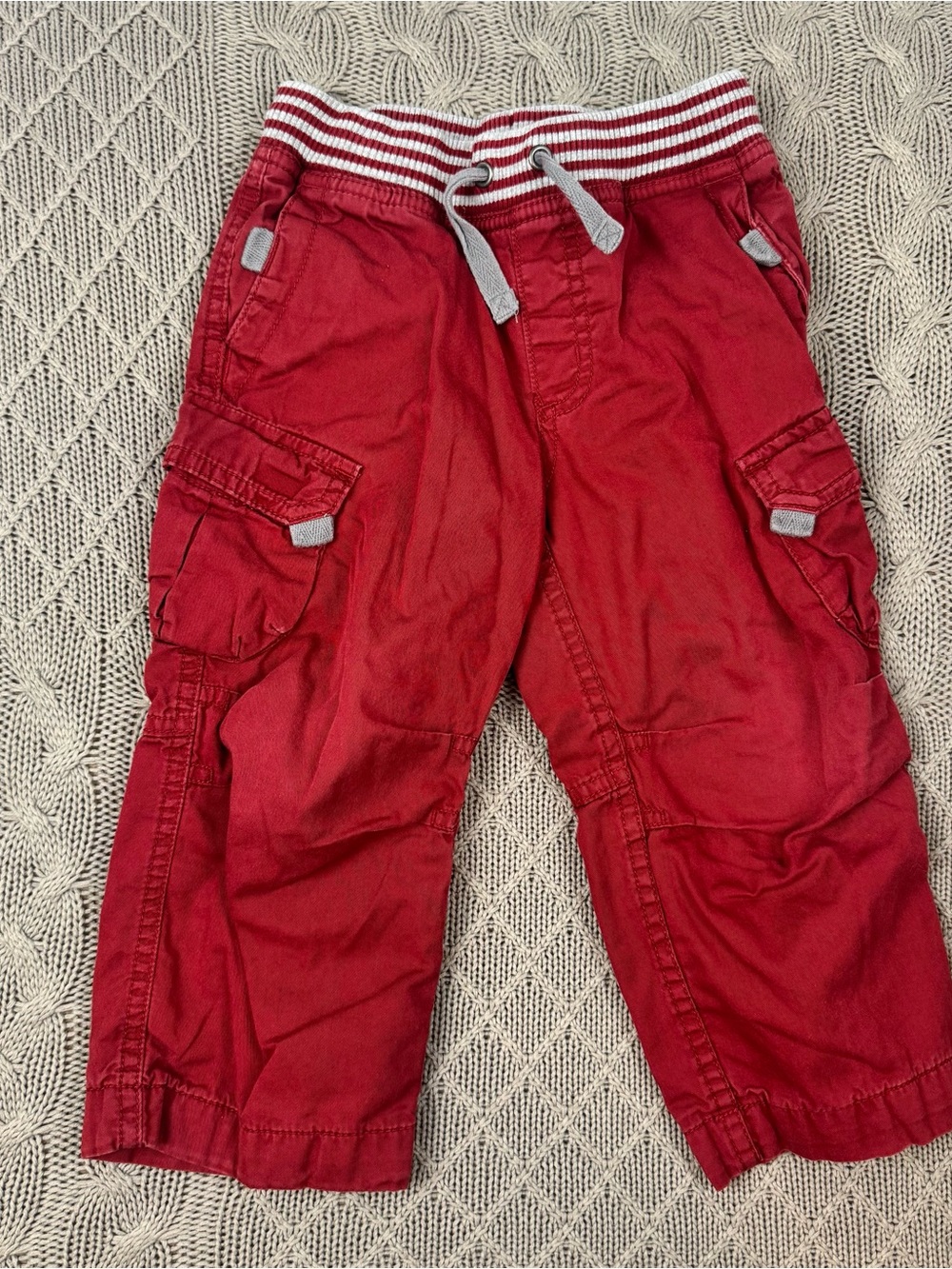 Hanna Andersson Lined Kids Cargo Pants - Red Drawstring Waist ~ 90/3